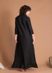 Black Flax Galabeya Dress With Sleeves And Medium Side Slits