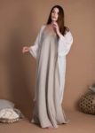 White Flax Knitted Cover Up With Wide Sleeves For Women