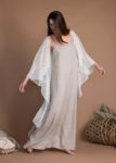 White Linen Knitted Bolero With Wide Sleeves For Women