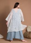 White Knitted Linen Cover Up With Wide Sleeves For Women