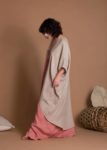 Loose Fit Natural Flax Cover Up With Wide Sleeves