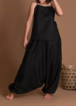 Lightweight Baggy Black Linen Harem Pants With Deep Side Pockets For Men And Women