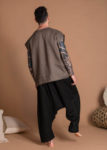 Unisex Linen Harem Pants in black Color
