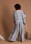 Loose Fitting Gray Maxi Flax Pants With Zipper And Pockets