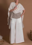 White Women's Loose-Fitting Linen Palazzo Pants With Pockets