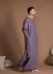 Oversize Loose Unisex Linen Kaftan Dress With Short Sleeves And Pockets