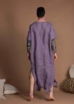Oversize Loose Unisex Flax Kaftan Dress With Short Sleeves And Pockets
