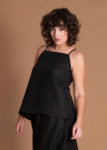 Black Sleeveless Short Open Back Flax Top