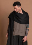Unisex Long And Wide Natural Flax Shawl Wrap