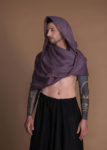 Men's and Women's Lightweight Model wearing a gauze linen tube scarf in a casual outfit Gauze Unisex Linen Tube Wrap