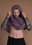 Natural gauze linen tube scarf wrapped for sun protection