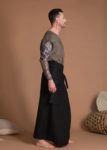 Black Long Linen Skirt With A Belt For Men or Women