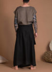 Black Unisex Oversize Linen Maxi Skirt With One Large Pocket