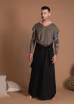 Minimalist men's linen skirt, breathable and comfortable fit, paired with Soft and airy men’s linen tank top