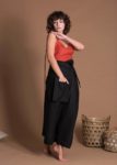 Unisex Black Oversize Wrap Linen Maxi Skirt