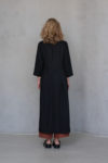 Black Linen long Tunic Dress with side slits back view