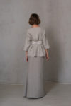 Linen set - asymmetric skirt, wide top and fabric wrap belt - back view